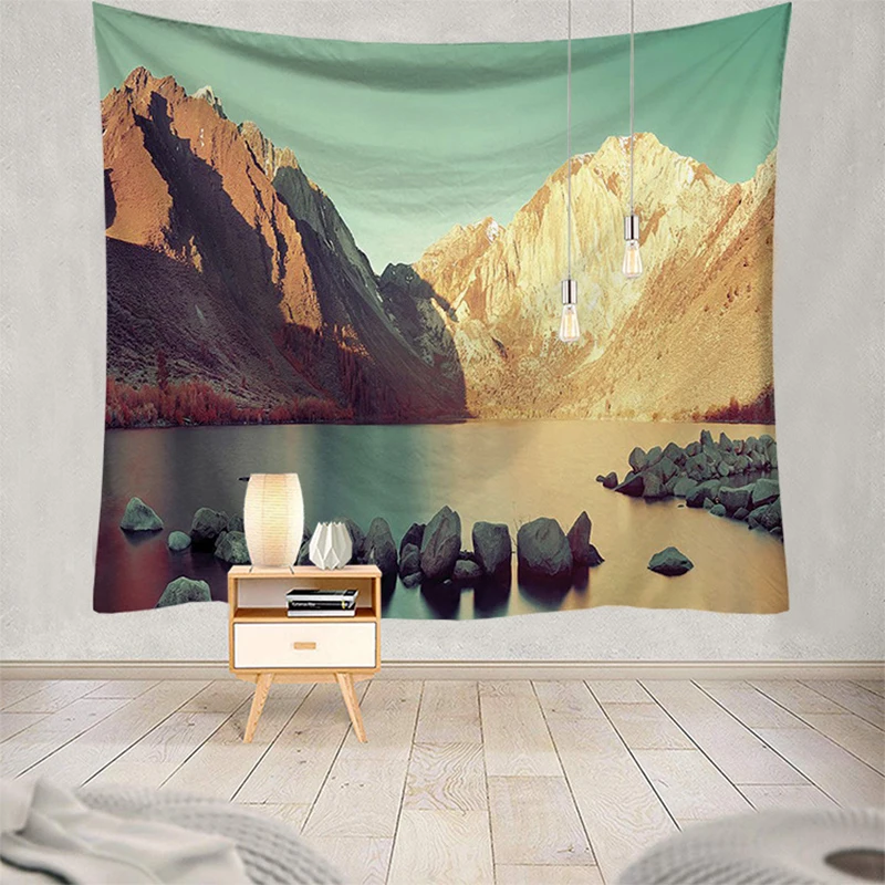 Недорогой гобелен с изображением гор и озера настенное пляжное полотенце