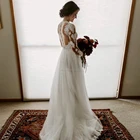 Двойка Свадебные платья Русалочки со съемной юбкой с v-образным вырезом кружевные аппликации для выреза одежда с длинным рукавом с открытой спиной кнопки свадебные платья