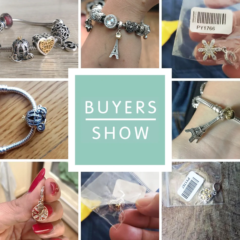 Подлинный шарм-бусина ELESHE из розового золота с перьями дерева и сердцем подходит