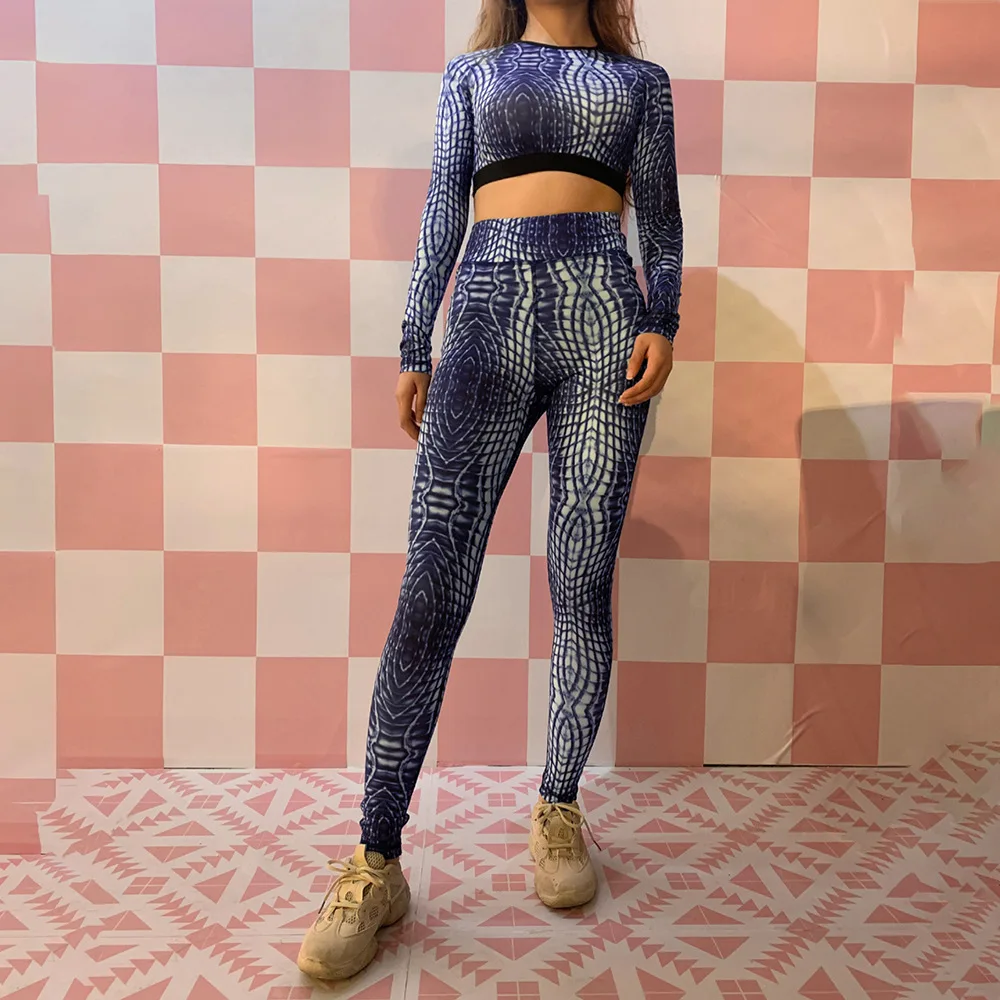 Новинка 2020 комплект спортивной одежды из двух предметов с принтом женский