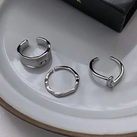 3pcs fashion minimalism open finger rings for women girls teens adjustable punk rings set aesthetic stainless steel jewelry gift