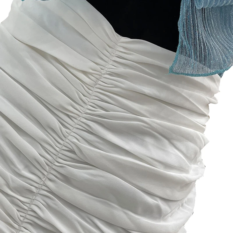 Twotwin2 Стильная Повседневная белая юбка для женщин с высокой талией Лоскутная