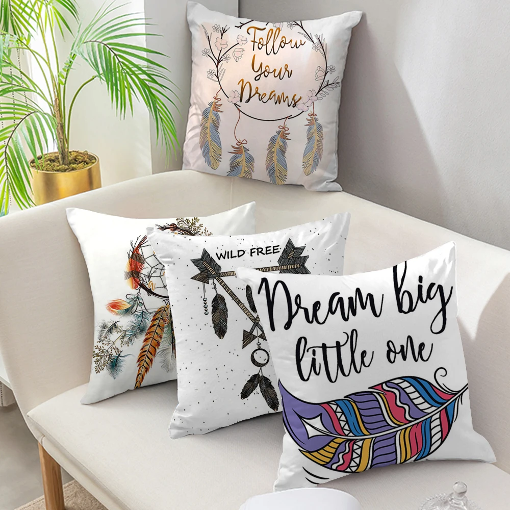 Разноцветный чехол для подушки Fuwatacchi с перьями яркий принтом Полосатый домашней