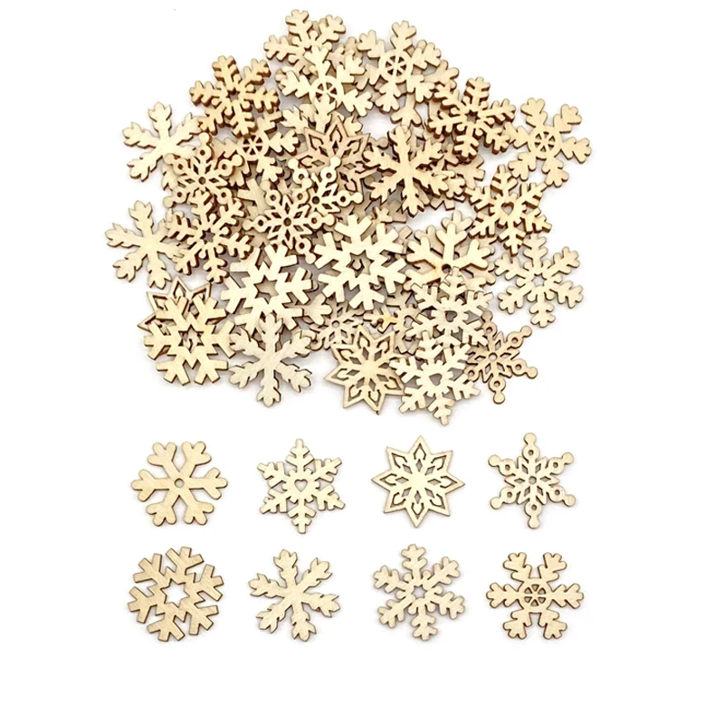 25/50 шт. Рождественские снежинки натуральные деревянные поделки сделай сам