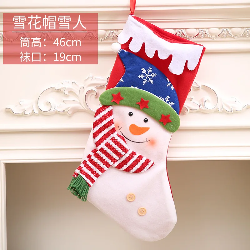 02 snowman Подарочный Рождественский чулок для eTya, Ноэль, олень, Санта Клаус, носки со снеговиком, Рождественская елка, конфета, украшение на год - Цвет: 02 snowman
