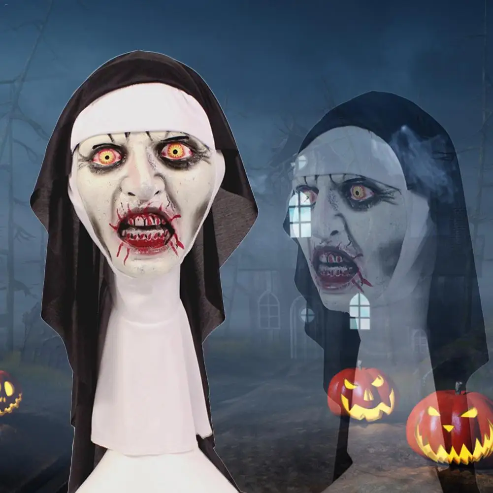 Последняя нунская маска Хэллоуин ужас макияж хитрые гримасы пугать латекс с