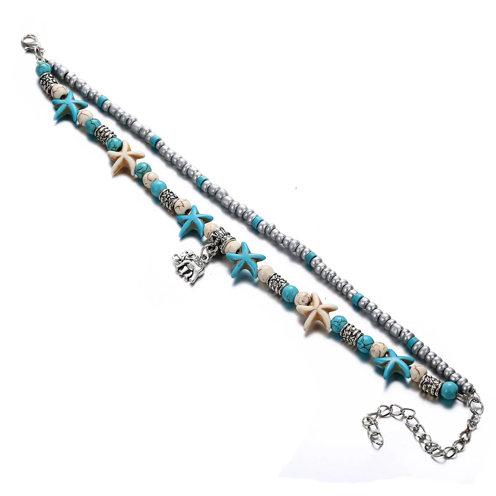 

Bohemian Anklets Women Fashion Double Pattern Snail Sea Star Yoga Beach Foot Chain Bracelet Summer Beach Barefoot Jewelry #463