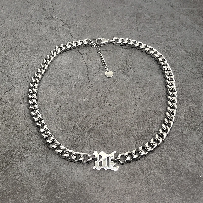 

Fashion Jewelry Stainless Steel Gothic Letter Necklace For Men And Women