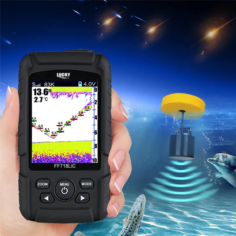 Эхолот LUCKY FF718LiCD-T портативный сонар с цветным ЖК-дисплеем 2 8 дюйма частота 200 кГц/83