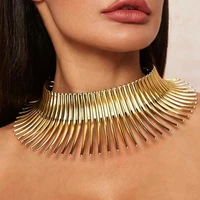 women necklace gold metal big exaggerated torque choker geometry shape decoration women luxury metal choker for cocktail party