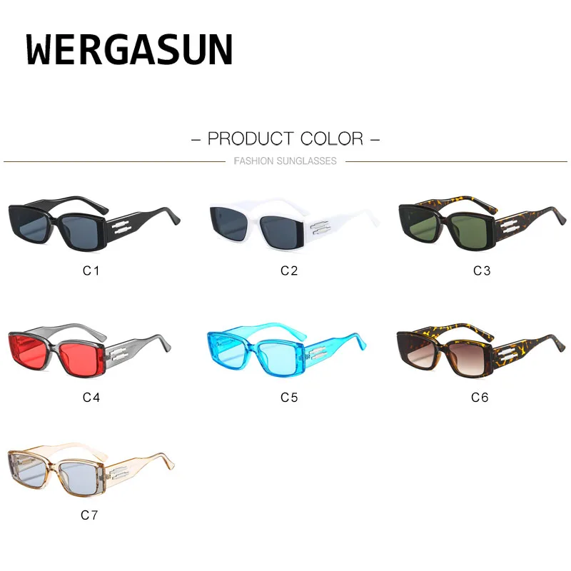 

WERGASUN Small Rectangle Sunglasses Women Vintage Brand Designer Square Sun Glasses Shades Female UV400