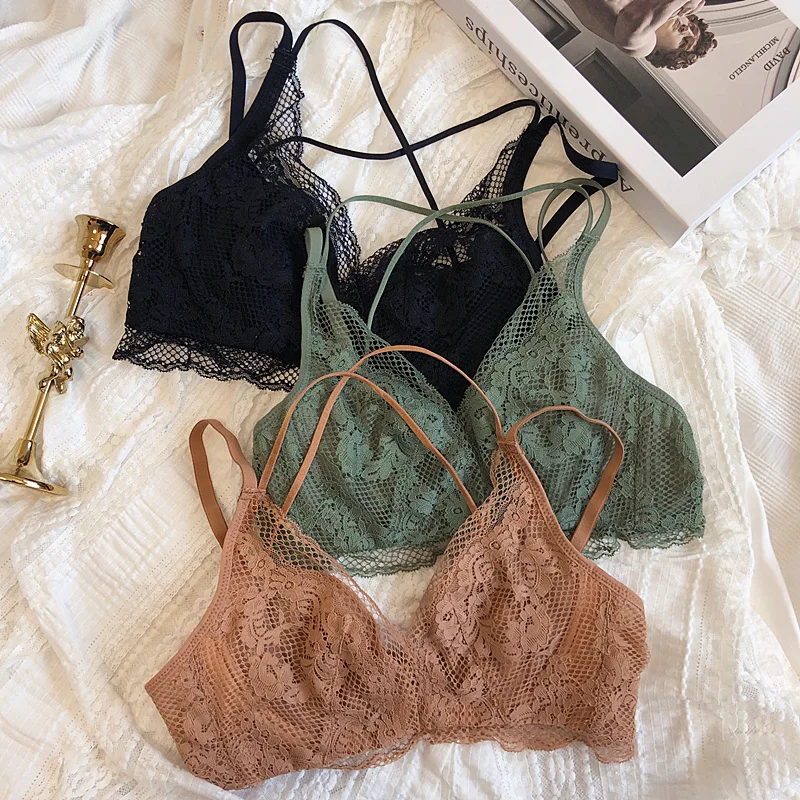 Сексуальный кружевной бюстгальтер с тонкой хрустальной чашкой красивой спиной и