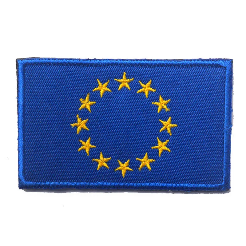 EU Тканевые нашивки в виде флага страны, военные нашивки в Россию, Японию, индийскую, ирландскую, немецкую нашивку с крючком, флаг Израиля, нашивки для рюкзака - Цвет: EU