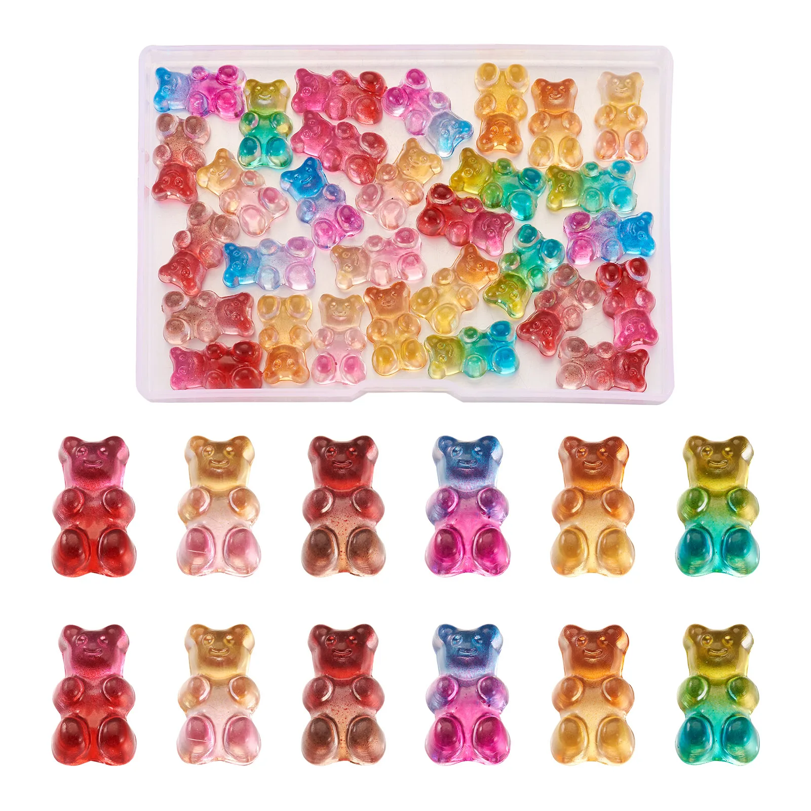 

1 Box Kawaii Bear Translucent Resin Acrylic Cabochons Charms Pendants For Lovely DIY Earring Bracelet Jewelry Making Accessories