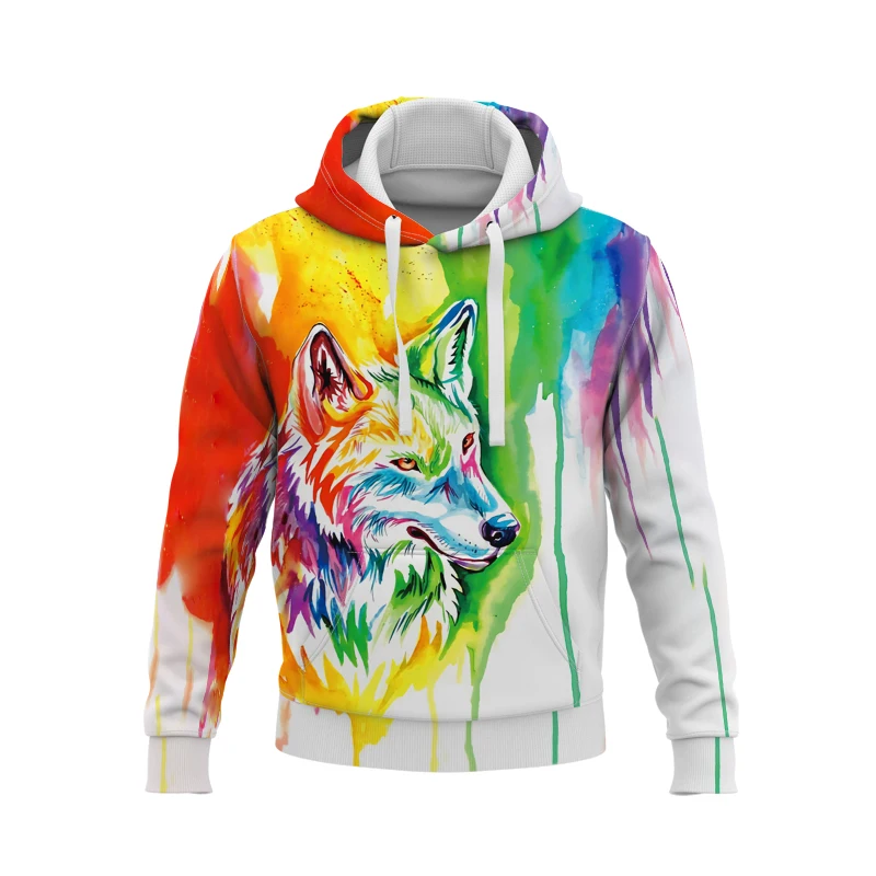 

2021 New Wolf Head Hoodie Men's Autumn Winter 3D Printing Men's Women's Children's Fashion Street Tops Sweatshirt Pullovers
