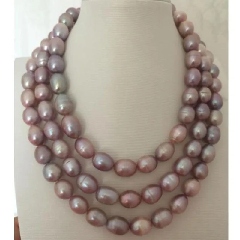 

elegant 11-12mm south sea baroque lavender pearl necklace 48"925silver