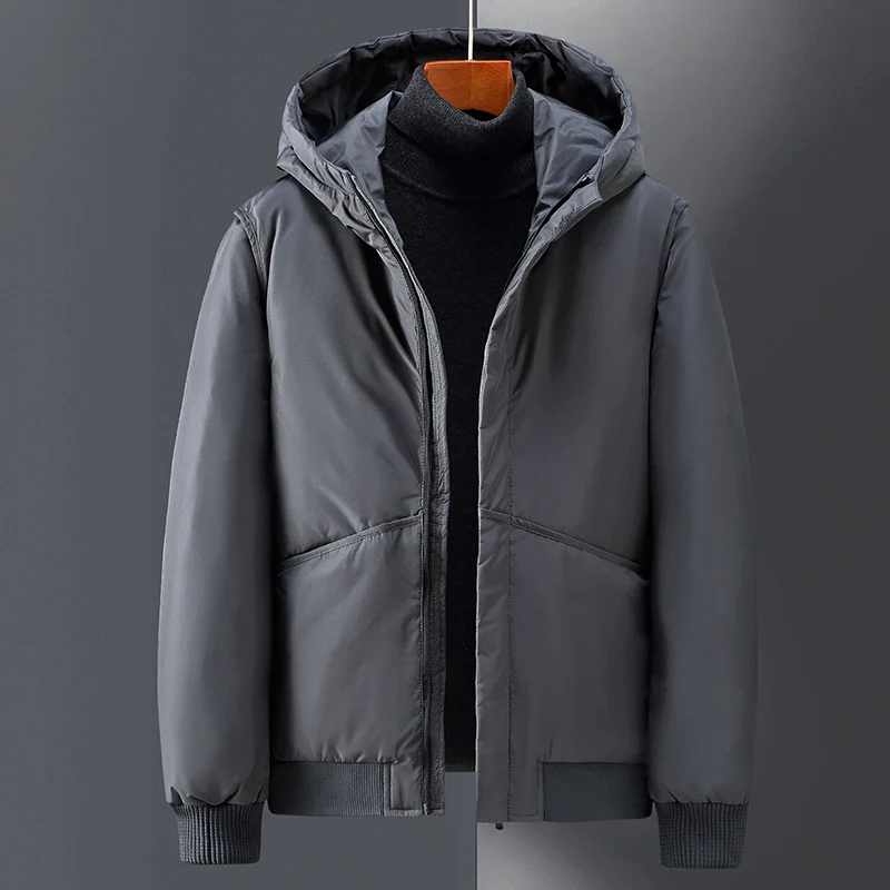 Men's White Duck Down Jacket Warm Hooded Thick Puffer Jacket Coat Male Casual High Quality Overcoat Thermal Winter Parka Men