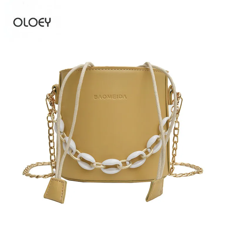 OLOEY Женская Новая мода шарф сумка-мешок на шнурке толстом сумка цепочке через