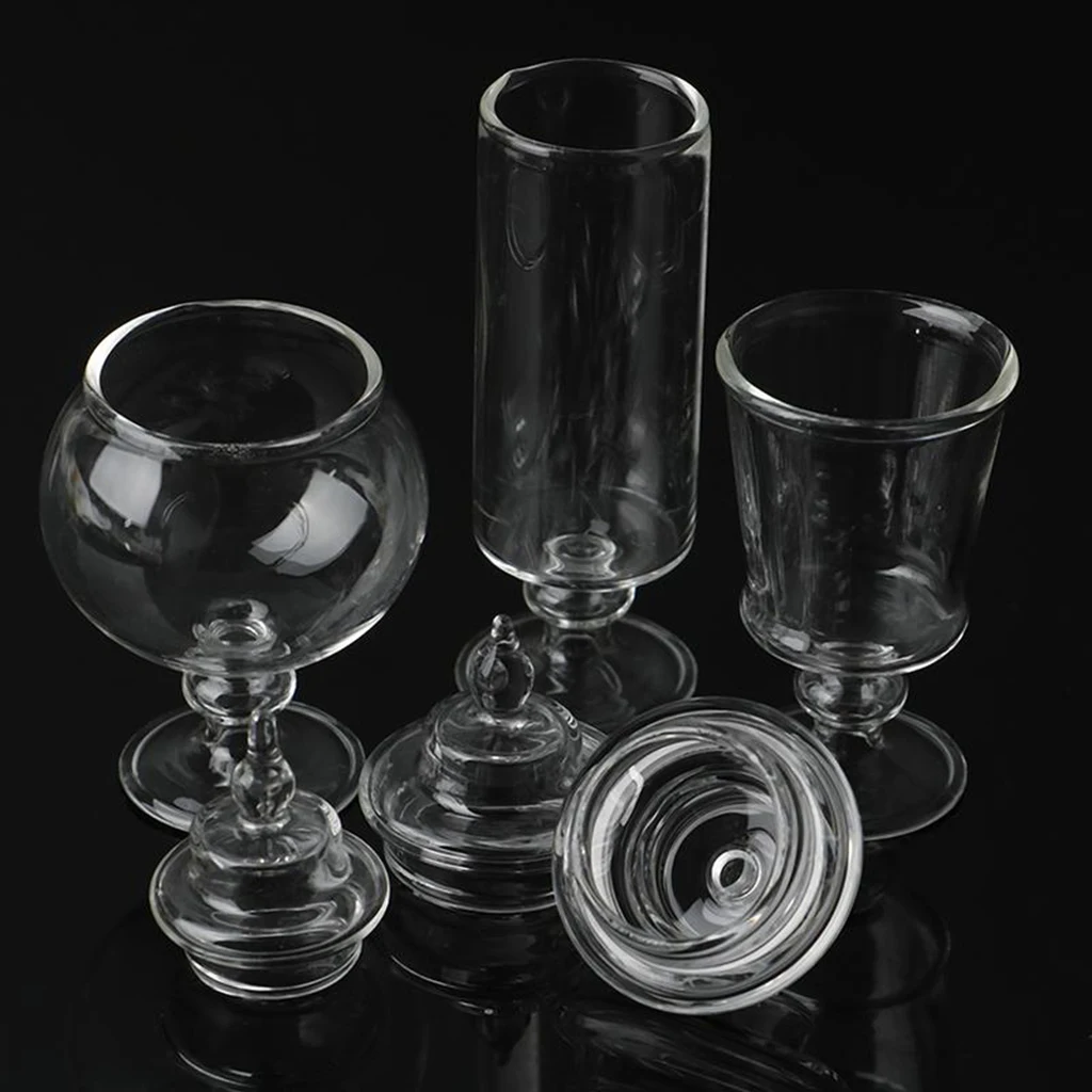 

1:12 Miniature Glass Display Jar with Lid Dollhouse Bedrooms Decoration