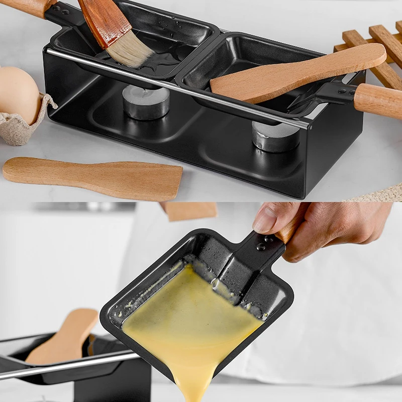 Черная Железная металлическая антипригарная тарелка для гриля сыра Raclette с