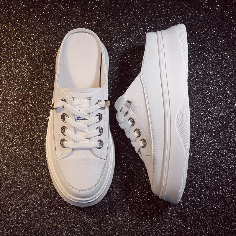 

Women Summer Slippers Summer Mules Slip On Outdoor Sport Slippers Thick Bottom White Shoes Casual Shoes 2019 Mules Shoes