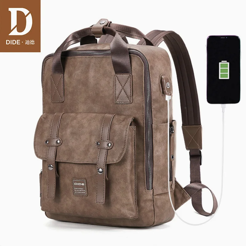 Мужской Дорожный рюкзак DIDE с USB разъемом ранцы для ноутбука 14 и 15 дюймов школьные