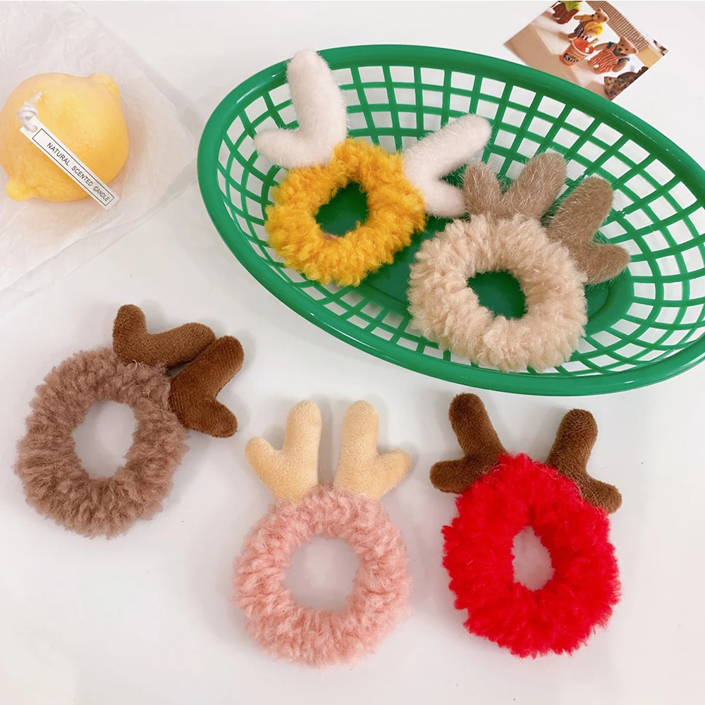 Милые плюшевые овечьи оленьи волосы модные женские резинки эластичное кольцо