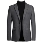 Мужской шерстяной пиджак, толстый серый повседневный пиджак с длинным рукавом, верхняя одежда в официальном стиле большого размера 4xl для осени и зимы
