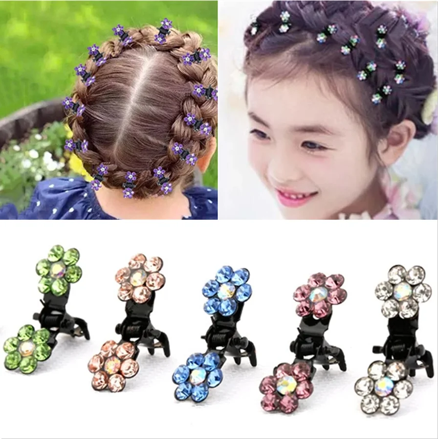 

12PCS/new Fashion Girls Small Cute Crystal Flowers Metal Hair Claws Hair Clips Headband Hairpins Hair Oranment Hair Accessories