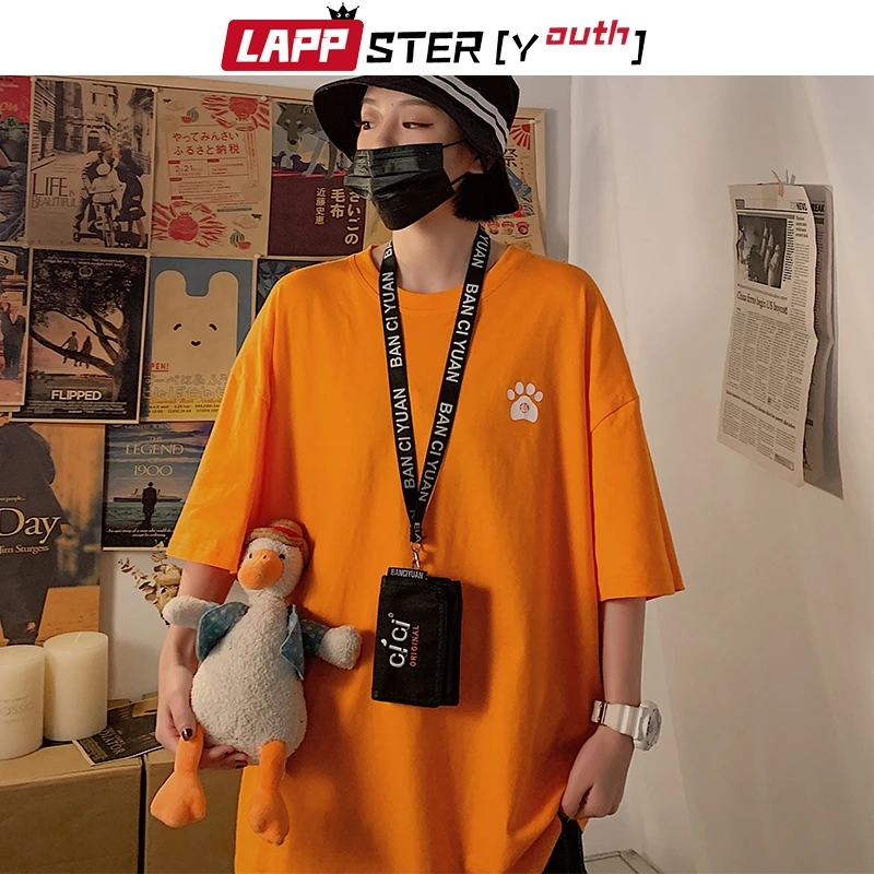 LAPPSTER Мужская негабаритная Японская уличная одежда футболки с отверстиями 2019