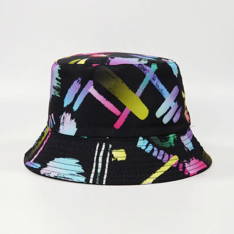 

Cotton Graffiti Print Bucket Hat Fisherman Hat Outdoor Travel Hat Sun Cap Hats for Men and Women 383
