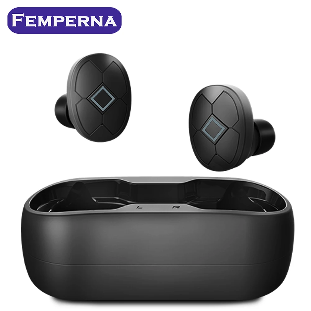 Femperna Bluetooth наушники Bluetooth 5,0 Беспроводные наушники с зарядным устройством спортивная Гарнитура 3D стерео с двойным микрофоном