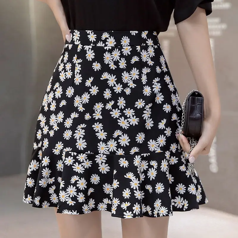 Летняя юбка с высокой талией женские повседневные юбки миди лотосом