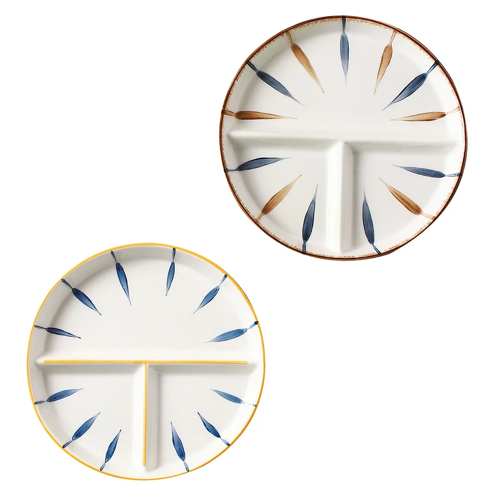 

2pcs Practical Household Breakfast Plate Simple Shape Ceramic Breakfast Plate