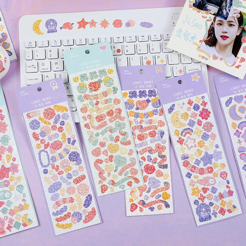 

1 Pcs Cartoon Laser Bling Ribbon Scrapbook Stickers Confetti Decoration DIY Photos for Journal Diary Album Stationery Supplies