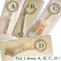 1 piece dental keychain 4 types a b c d dentist decoration stainless steel clinic gift