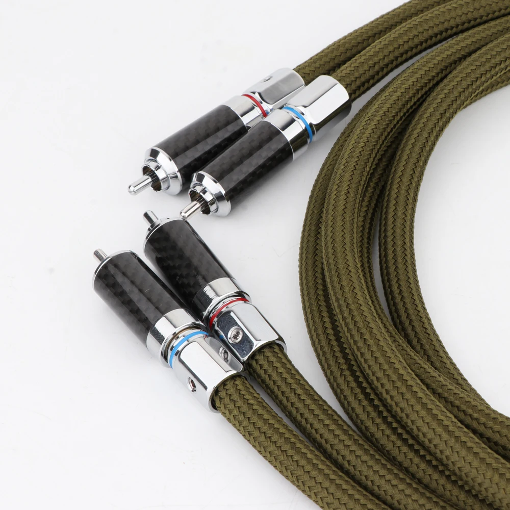 

Pair Preffair High Quality HIFI X404 OCC Silver Plated Audio Interconnect Cable With Carbon Fiber Rhodium Plated RCA Connector