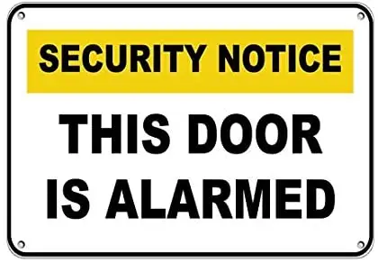 

Guadalupe Ross Metal Tin Sign Security Notice This Door is Alarmed Security Wall Decor Sign 12x8 Inches