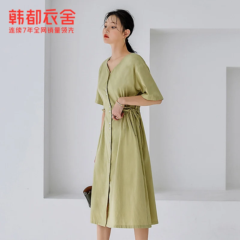 

Handu Clothing House 2021 летняя одежда в Корейском стиле новинка женское платье средней длины с узкой талией модель Rj9055...