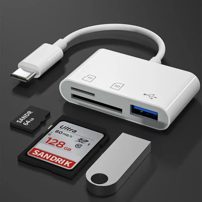 

Micro SD/TF Type C To SD Card Reader Adapter USB OTG Multifunctional Conversion Cable Data Transmission Three-in-One Card Reader