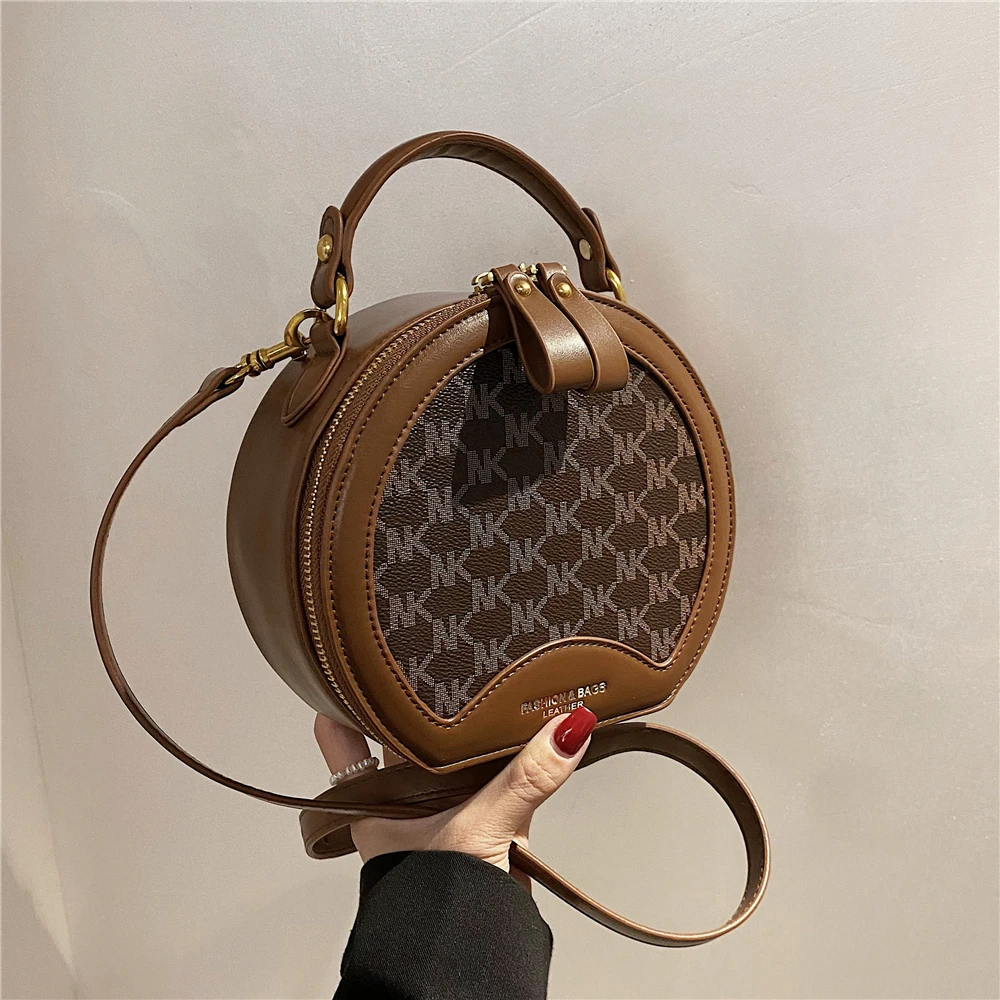 

Autumn Vintage Letters Round Small Shoulder Crossbody Bags For Women Brand Designer High Quality Ladies Purses And Handbags 2021