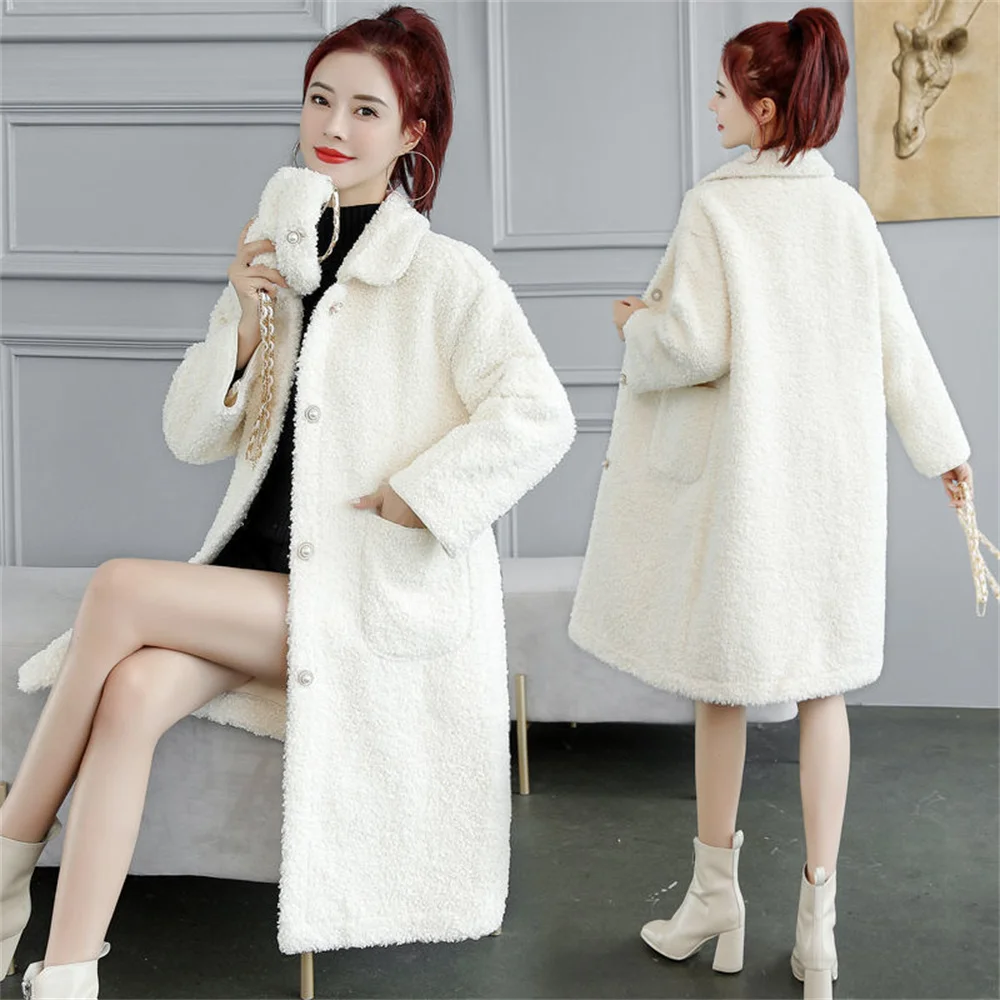 

Women's Winter Coat Faux Mink Fur Cardigans For Women New Fashion Wool Coats Outerwear Warm Overcoat Trench Coats Female