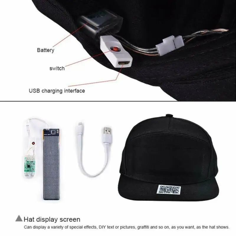 Унисекс мужские женские анимационные светодиодсветодиодный сообщения Кепка в