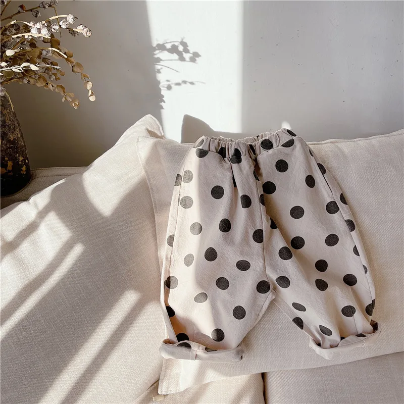 

2020 Children Spring New Girls and Boys Cotton Casual Dot Harem Trousers Korean Baby Kids Fashion Loose Infants Pants