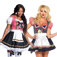 new carnival oktoberfest bavarian dirndl costume lovely plaid dress wench clubwear bar cosplay halloween fancy party dress