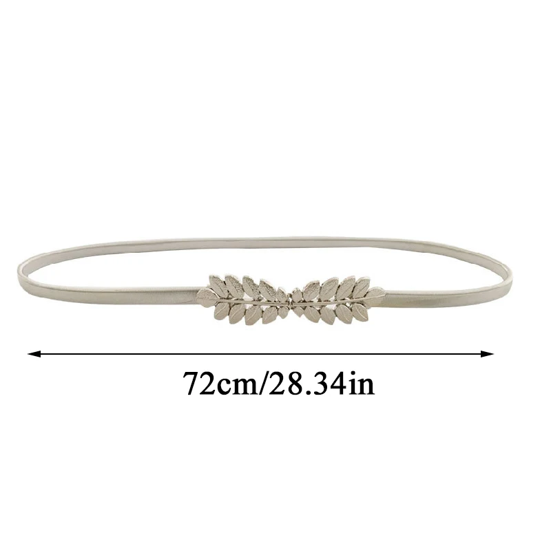

1Pcs Elegant Women Belt Gold Silver Flower Leaf Shaped Waist Belt Fashion Metal Stretch Waistband Female Elastic Dress Belts