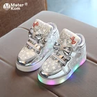 Кроссовки Детские светящиеся со светодиодной подсветкой и бантом, размеры 21-30