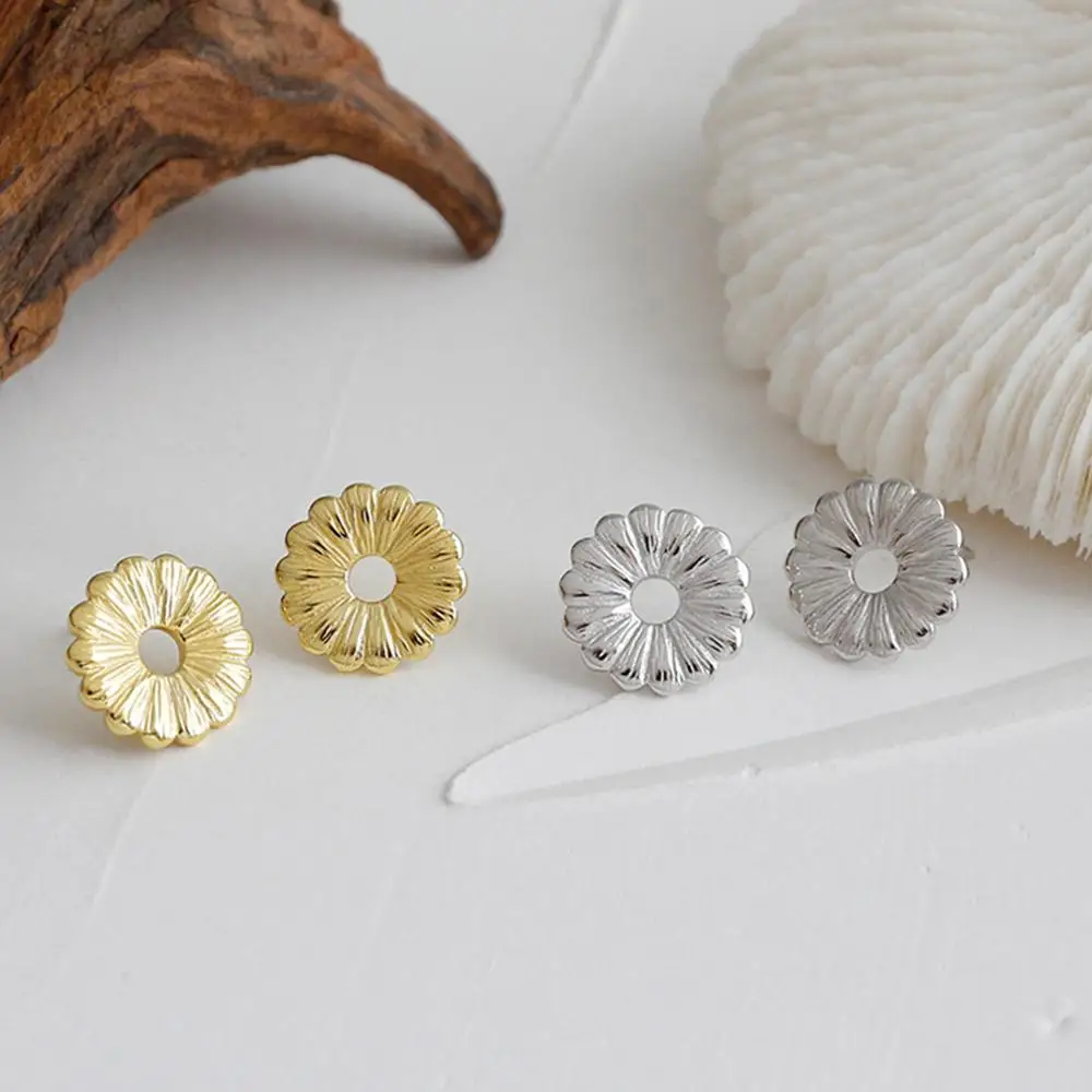 Женские серьги из стерлингового серебра 925 пробы с цветком золотого цвета