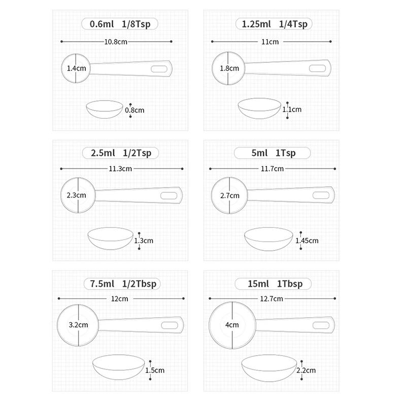 

6PCS/Set Stainless Steel Measuring Spoons Set Kitchen Accessories For Beans Spices Cooking Baking Tools Metal Measuring Spoons