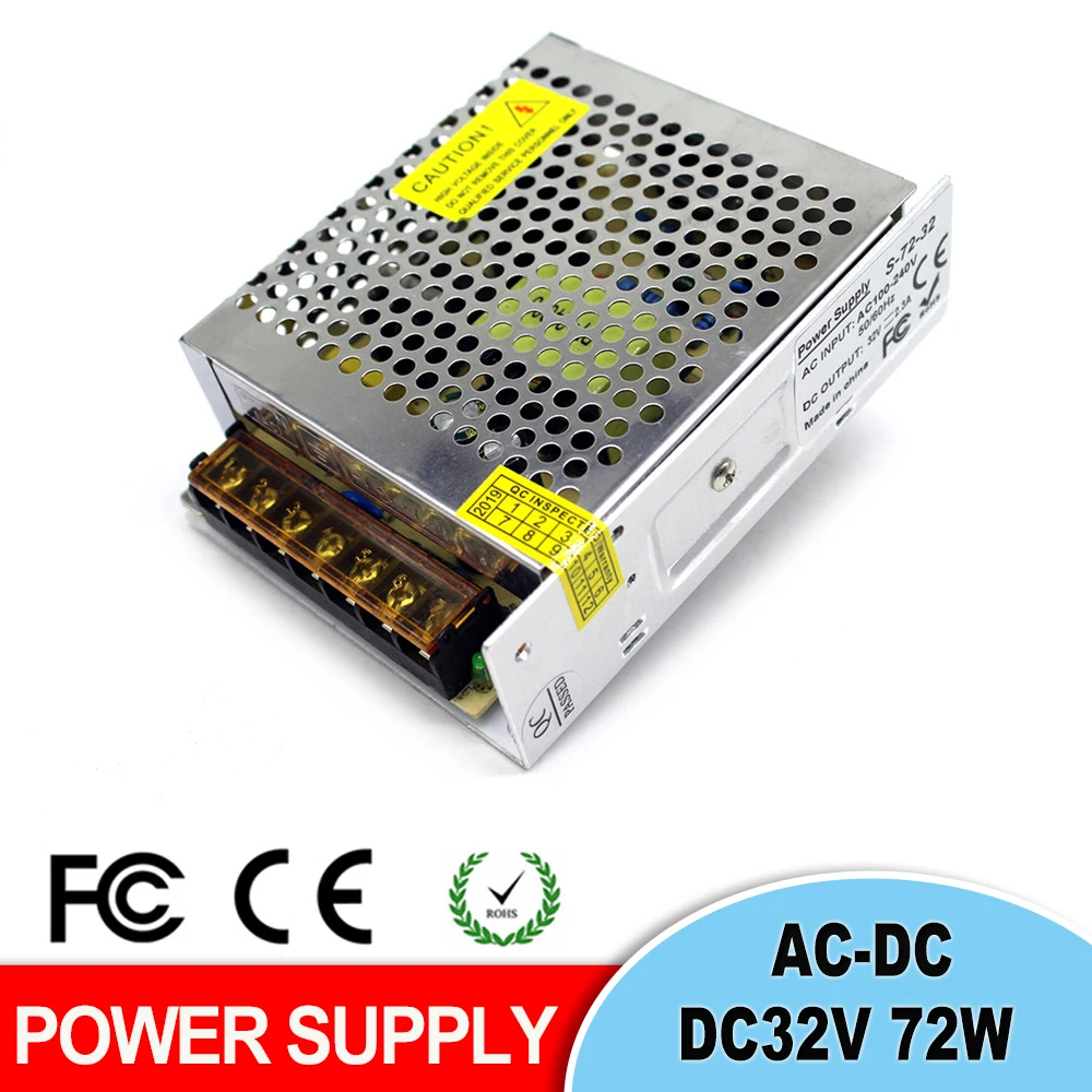 Одиночный выход 32V 2.3A 72W переключатель питания AC100 240V в DC32V источник для